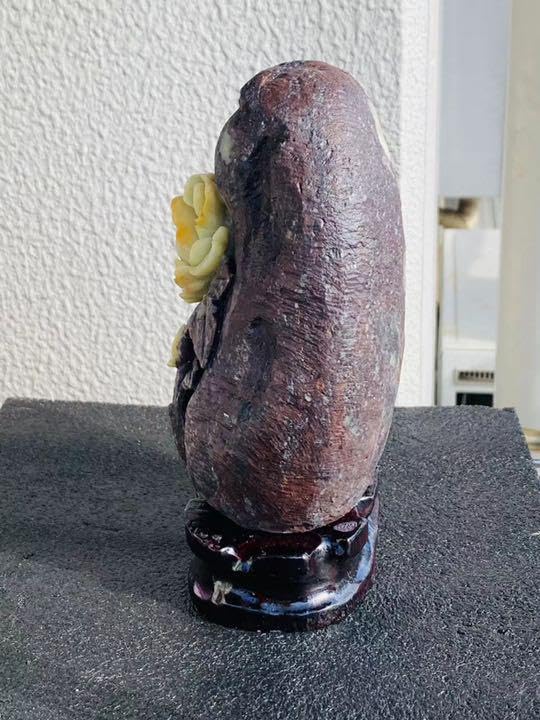 青田石フラワー彫刻2490g 博物館から流出最高品質な青田石アート